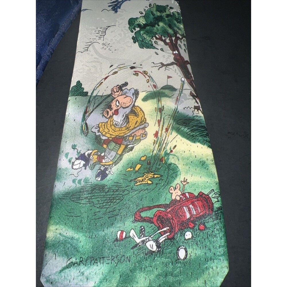 Vintage Balancine Hot Cakes Men’s Golf Tie, Navy Blue, Size 57” x 3 1/2” - Picture 2 of 4
